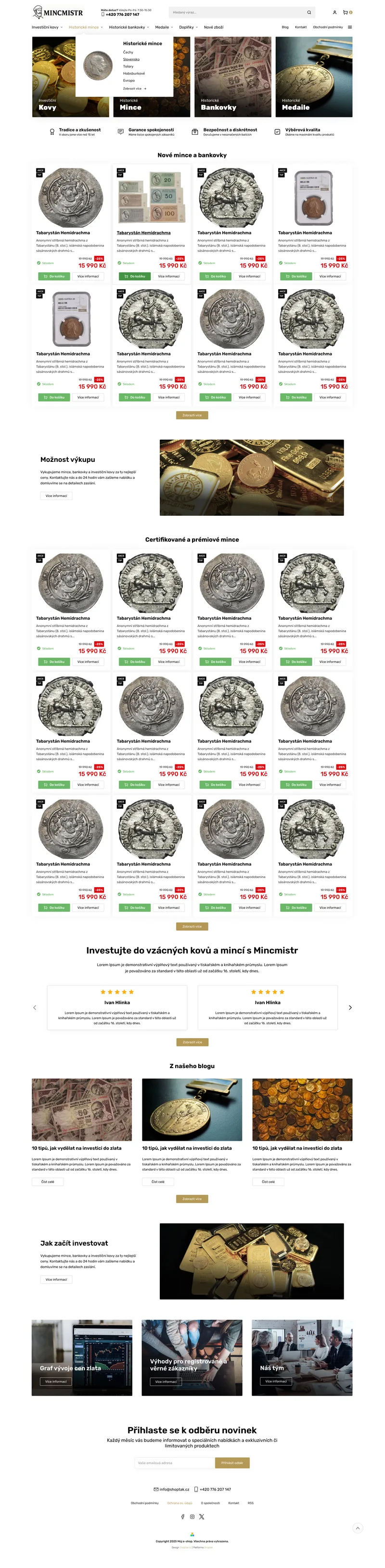 Mincmistr – ukázka realizace e-shopu